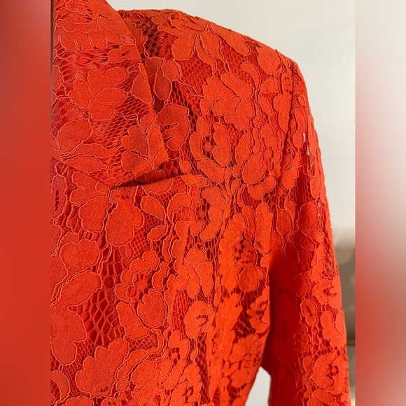 Boho Fabulous Floral Lace Notch Collar Open Blazer Jacket NWOT Ces Femme size M - Picture 5 of 10